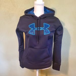 Under Armour black & aqua blue pullover Small